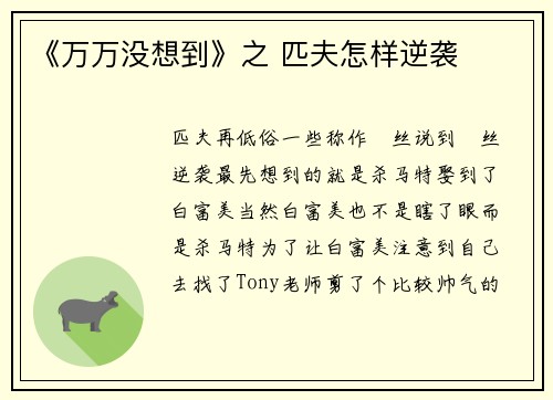 《万万没想到》之 匹夫怎样逆袭