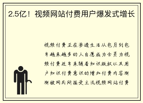 2.5亿！视频网站付费用户爆发式增长