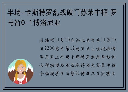 半场-卡斯特罗乱战破门苏莱中框 罗马暂0-1博洛尼亚