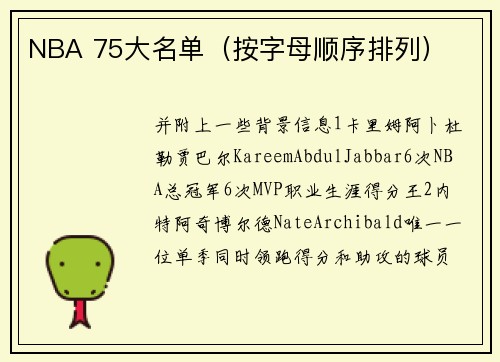 NBA 75大名单（按字母顺序排列）